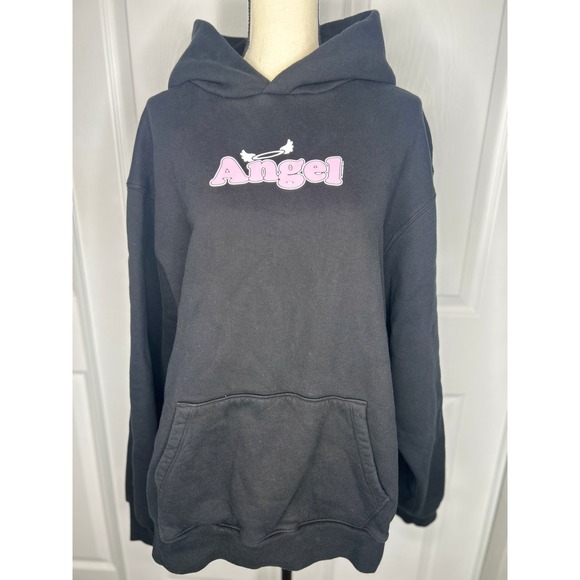 Madhappy Tops - Madhappy Angel Graphic Hoodie XL Black Pink Logo Oversized Fleece Pullover